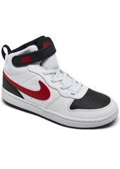 Nike Little Boys Court Borough Mid 2 Casual Sneakers from Finish Line - White, University Red, Black