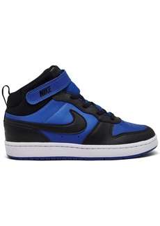 Nike Little Boys' Court Borough Mid 2 Fastening Strap Casual Sneakers from Finish Line - Game royal/Black