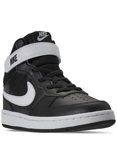 Nike Little Boys Court Borough Mid 2 Stay-Put Closure Casual Sneakers from Finish Line - Black, White
