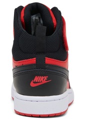 Nike Little Kids Court Borough Mid 2 Adjustable Closure Casual Sneakers from Finish Line - University Red, Black