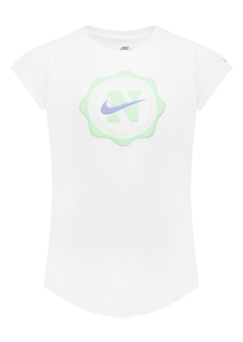 Nike Little Girls Prep In Your Step Logo Graphic T-Shirt - 001White