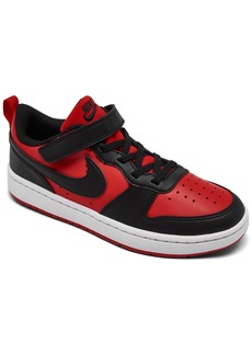 Nike Little Kids Court Borough Low Recraft Adjustable Strap Casual Sneakers From Finish Line - University Red, Black, White