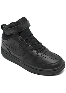 Nike Little Kids Court Borough Mid 2 Stay-Put Closure Casual Sneakers from Finish Line - Black