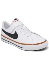 Nike Little Kids Court Legacy Adjustable Strap Closure Casual Sneakers from Finish Line - White, Black