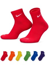 Nike Unisex 6-Pk. Dri-fit Quarter Socks - Multi Maroon