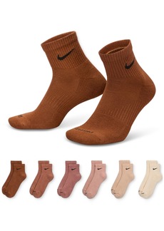 Nike Unisex 6-Pk. Dri-fit Quarter Socks - Multi Maroon