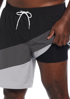 "Nike Men's Big & Tall Color Surge Colorblocked 9"" Swim Trunks - Black"