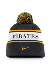 Nike Men's Black Pittsburgh Pirates Team Stripe Peak Cuffed Knit Hat with Pom - Black