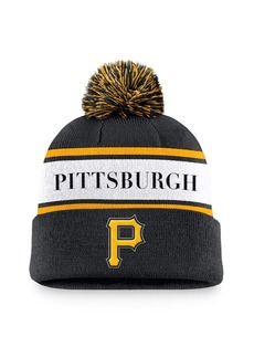 Nike Men's Black Pittsburgh Pirates Team Stripe Peak Cuffed Knit Hat with Pom - Black