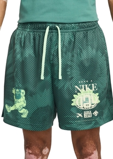 Nike Men's Club Mesh Flow Atheltic-Fit Printed Shorts - Vintage Green/vapor Green