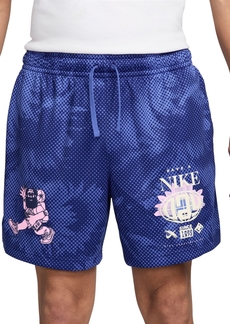 Nike Men's Club Mesh Flow Atheltic-Fit Printed Shorts - Deep Royal Blue/comet Blue