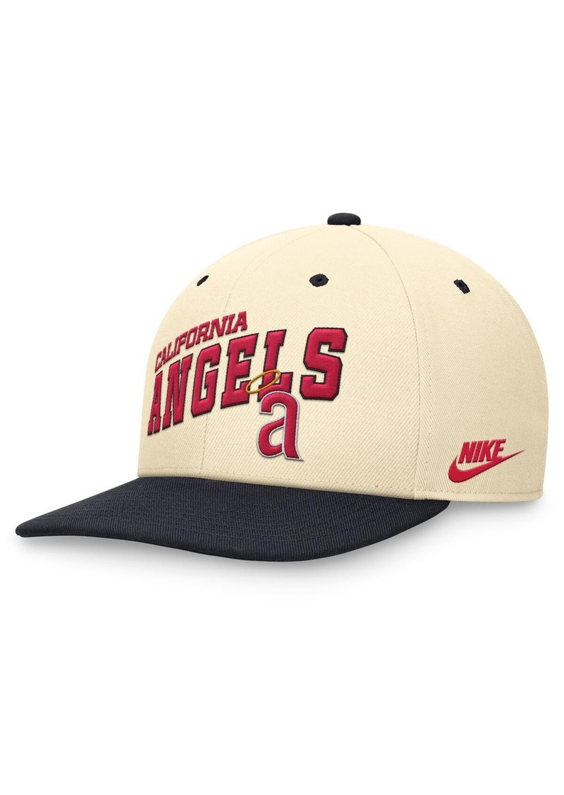 Nike Men's Cream/Navy California Angels Rewind Cooperstown Collection Performance Snapback Hat - Coconpitch