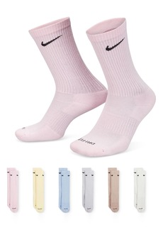 Nike Unisex Everyday Plus Cushioned Training Crew Socks (6 Pairs) - Multicolor/Pink