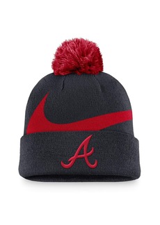 Nike Men's Navy Atlanta Braves Swoosh Peak Cuffed Knit Hat with Pom - Navy