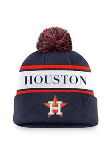 Nike Men's Navy Houston Astros Team Stripe Peak Cuffed Knit Hat with Pom - Navy