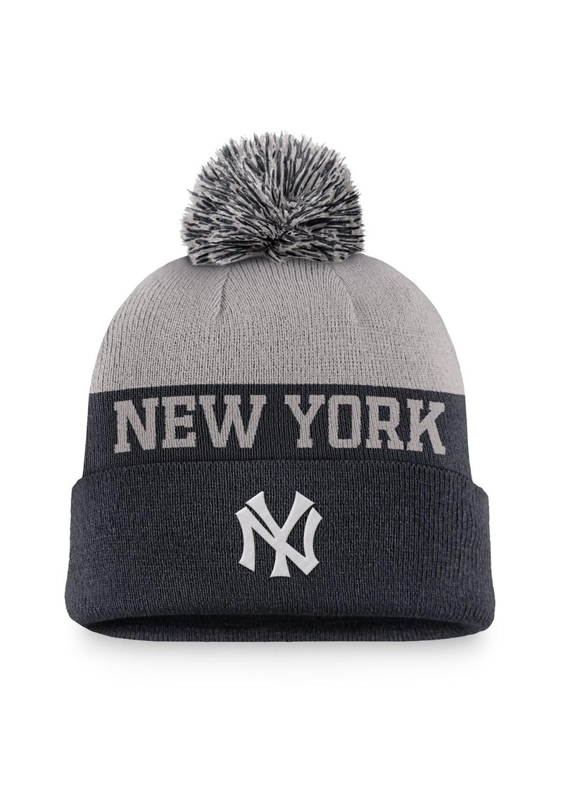 Nike Men's Navy New York Yankees Rewind Peak Cuffed Knit Hat with Pom - Navy