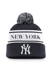 Nike Men's Navy New York Yankees Team Stripe Peak Cuffed Knit Hat with Pom - Navy