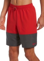 "Nike Men's Split Colorblocked 9"" Swim Trunks - University Red"