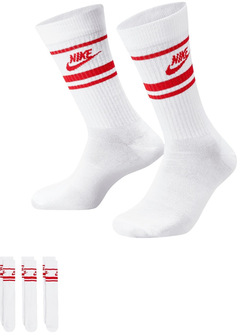 Nike Men's Sportswear Everyday Essential Crew Socks – 3 Pack, Medium, White