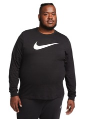 Nike Men's Sportswear Relaxed Fit Long-Sleeve Swoosh Logo T-Shirt - Black