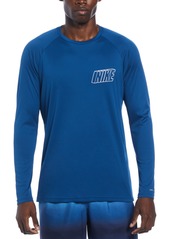 Nike Men's Swoosh At Sea Printed Long-Sleeve Hydroguard Rash Guard - Court Blue