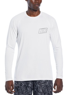 Nike Men's Swoosh At Sea Printed Long-Sleeve Hydroguard Rash Guard - White
