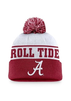 Nike Men's White/Crimson Alabama Crimson Tide Local Peak Cuffed Knit Hat with Pom - White, Crimson