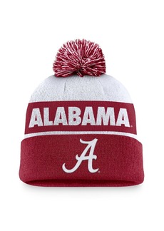 Nike Men's White/Crimson Alabama Crimson Tide Primetime Peak Cuffed Knit Hat with Pom - White, Crimson