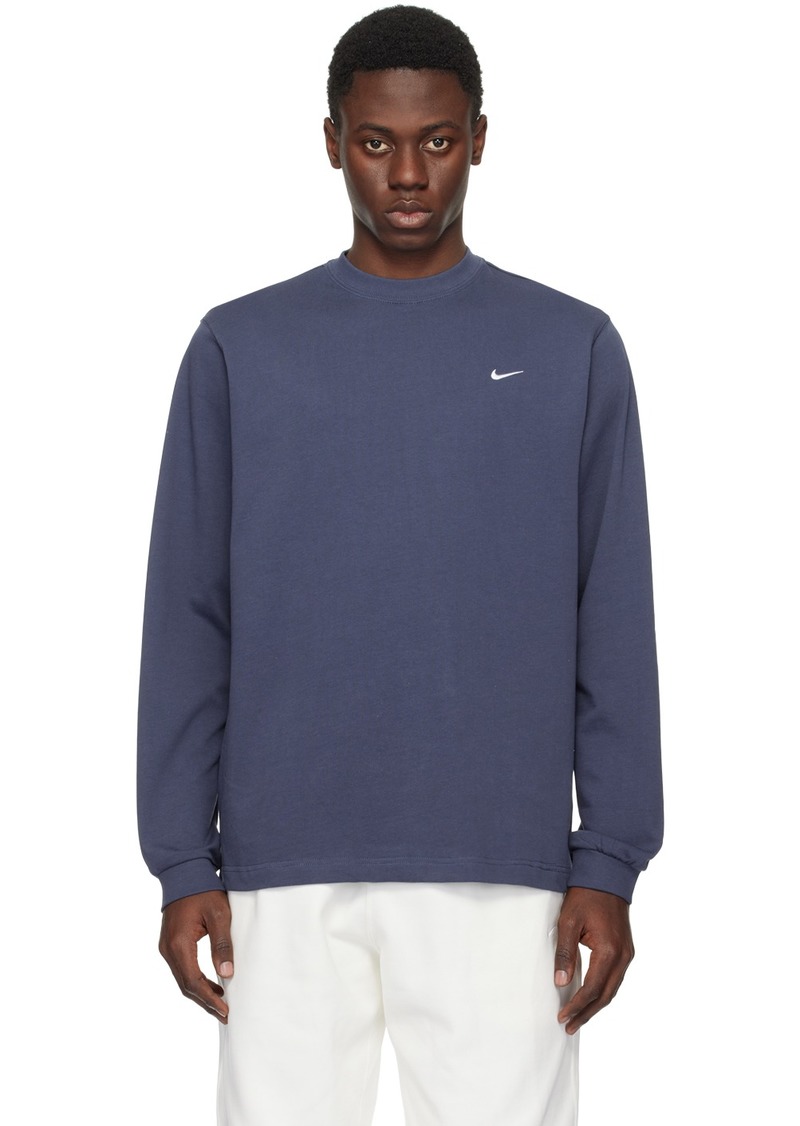 Nike Navy Embroidered Long Sleeve T-Shirt