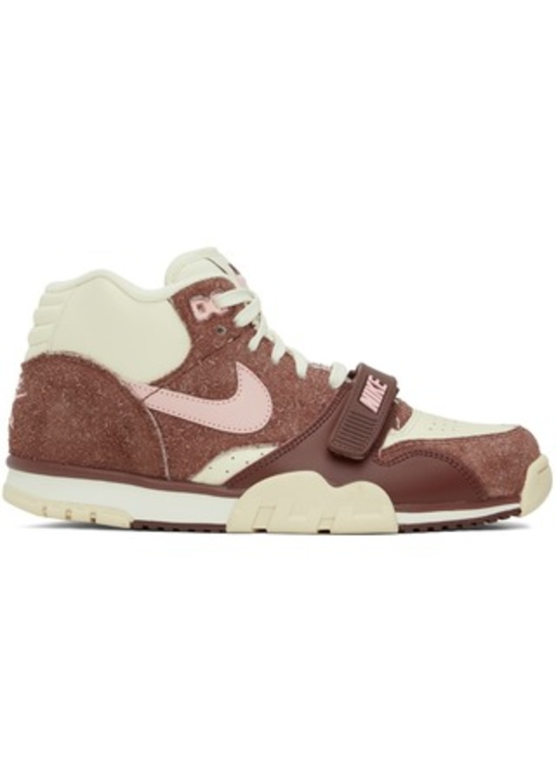 Nike Off-White & Burgundy Air Trainer 1 Sneakers