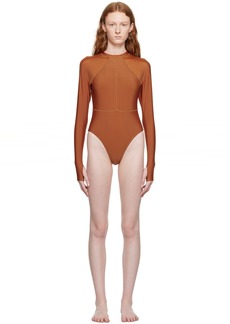 Nike Orange High-Cut One-Piece Swimsuit