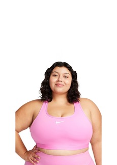 Nike Plus Size Active Medium-Support Padded Logo Sports Bra - Playful Pink