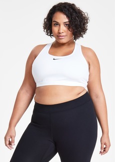 Nike Plus Size Active Medium-Support Padded Logo Sports Bra - White