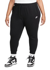 Nike Plus Size Active Sportswear Club Mid-Rise Fleece Jogger Pants - Dark Grey Heather/white