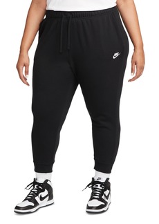 Nike Plus Size Active Sportswear Club Mid-Rise Fleece Jogger Pants - Black/white