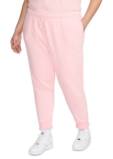 Nike Plus Size Active Sportswear Club Mid-Rise Fleece Jogger Pants - Medium Soft Pink/white
