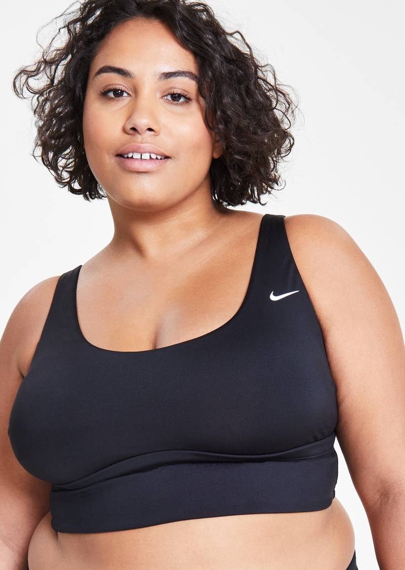 Nike Plus Size Essential Scoop-Neck Midkini Top - Black