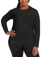 Nike Plus Size Solid Essential Long-Sleeve Hydro Rash Guard - Black