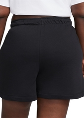 Nike Plus Size Sportswear Club Fleece Mid-Rise Pull-On Shorts - Black/whit