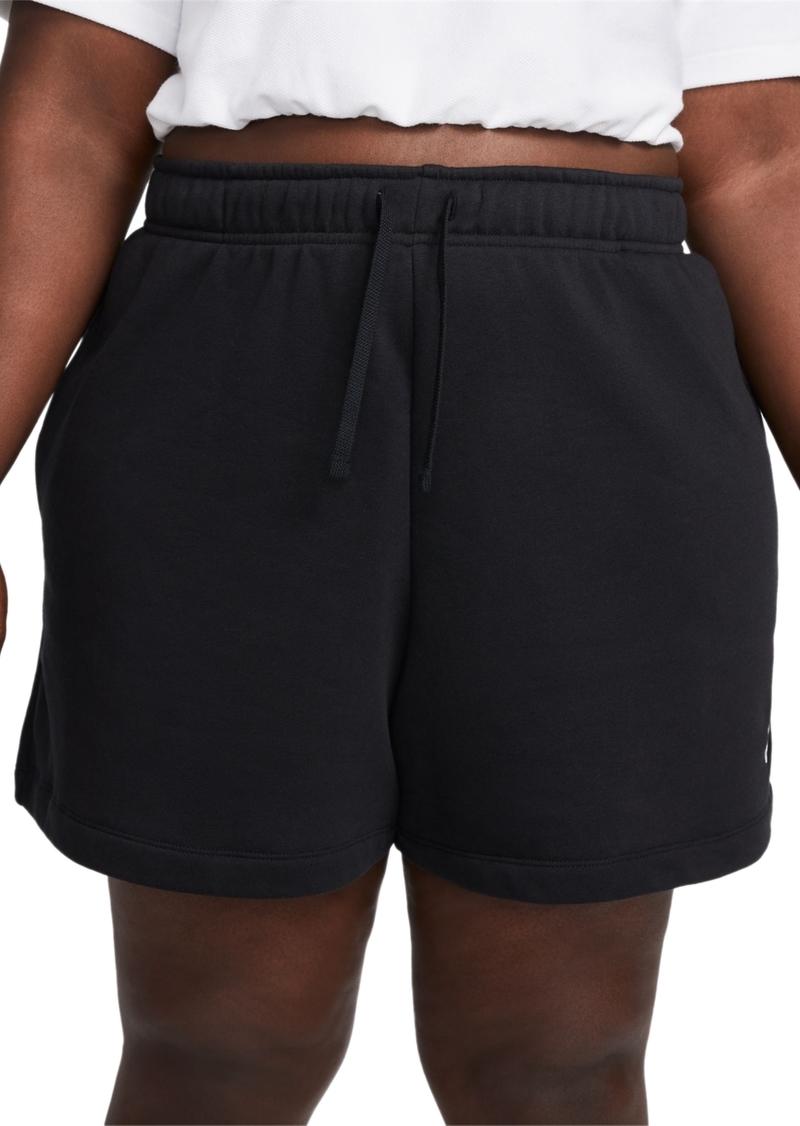 Nike Plus Size Sportswear Club Fleece Mid-Rise Pull-On Shorts - Black/whit