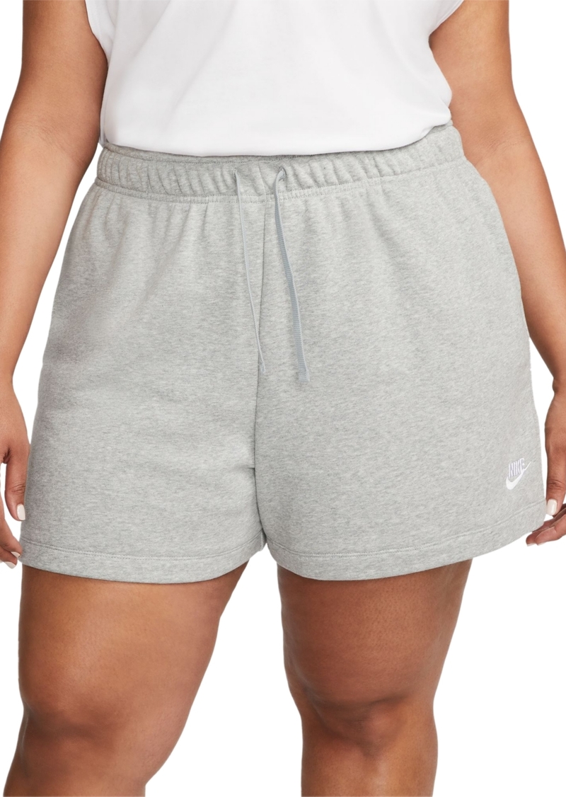 Nike Plus Size Sportswear Club Fleece Mid-Rise Pull-On Shorts - D Gr H/whi