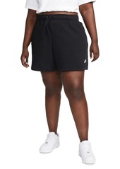 Nike Plus Size Sportswear Club Fleece Mid-Rise Pull-On Shorts - Black/whit