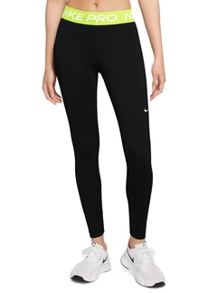 Nike Pro Women's Mid-Rise Mesh-Paneled Leggings - Black/volt/white