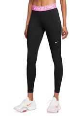 Nike Pro Women's Mid-Rise Mesh-Paneled Leggings - Black/volt/white
