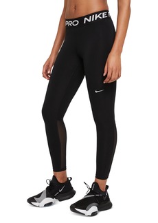 Nike Pro Women's Mid-Rise Mesh-Paneled Leggings - Black