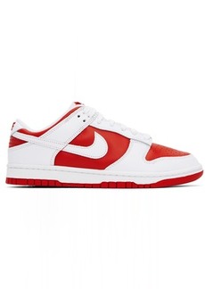 Nike Red & White Dunk Low Retro Sneakers
