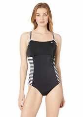 Nike Swim Women's Laser Stripe Crossback One Piece Swimsuit
