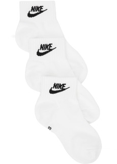 Nike Three-Pack White Essential Everyday Ankle Socks