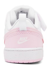 Nike Toddler Girls Court Borough Low 2 Adjustable Strap Casual Sneakers from Finish Line - White, Pink Foam