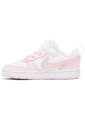 Nike Toddler Girls Court Borough Low 2 Adjustable Strap Casual Sneakers from Finish Line - White, Pink Foam
